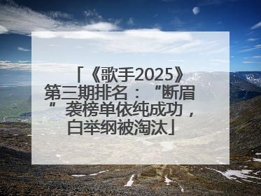 《歌手2025》第三期排名：“断眉”袭榜单依纯成功，白举纲被淘汰