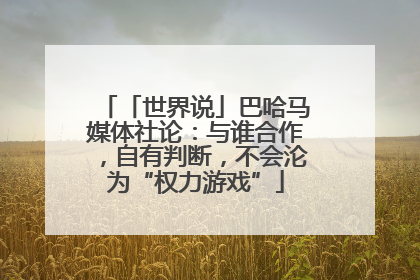 「世界说」巴哈马媒体社论：与谁合作，自有判断，不会沦为“权力游戏”