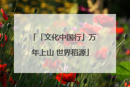 「文化中国行」万年上山 世界稻源