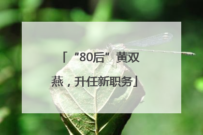 “80后”黄双燕，升任新职务