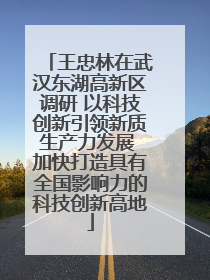 王忠林在武汉东湖高新区调研 以科技创新引领新质生产力发展 加快打造具有全国影响力的科技创新高地
