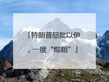 特朗普怒批以伊，一度“爆粗”