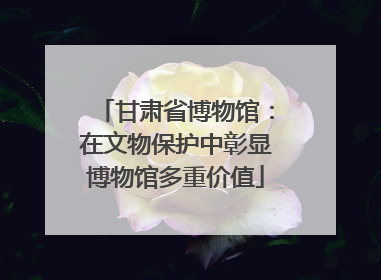 甘肃省博物馆：在文物保护中彰显博物馆多重价值