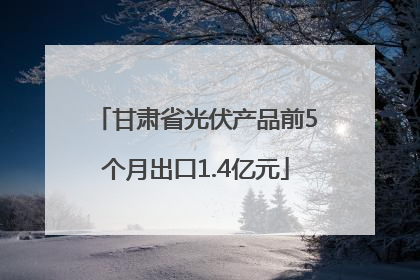 甘肃省光伏产品前5个月出口1.4亿元