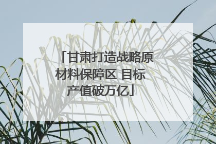 甘肃打造战略原材料保障区 目标产值破万亿