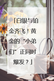 白银与铂金齐飞！黄金的“小弟们”正同时爆发？