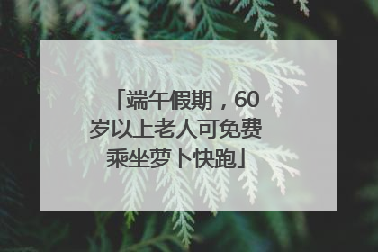 端午假期，60岁以上老人可免费乘坐萝卜快跑