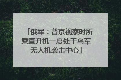 俄军：普京视察时所乘直升机一度处于乌军无人机袭击中心