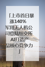上市首日暴涨140% 军用无人机公司登陆纽交所 AI打造产品核心竞争力
