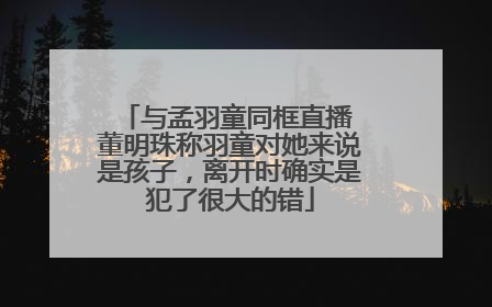 与孟羽童同框直播 董明珠称羽童对她来说是孩子，离开时确实是犯了很大的错