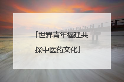 世界青年福建共探中医药文化