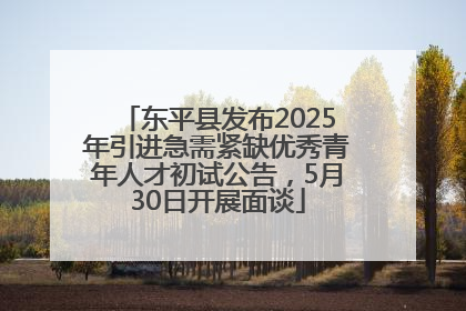 东平县发布2025年引进急需紧缺优秀青年人才初试公告，5月30日开展面谈