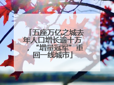 五座万亿之城去年人口增长逾十万，“增量冠军”重回一线城市
