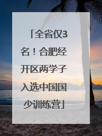 全省仅3名！合肥经开区两学子入选中国国少训练营