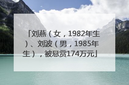 刘燕（女，1982年生）、刘波（男，1985年生），被悬赏174万元
