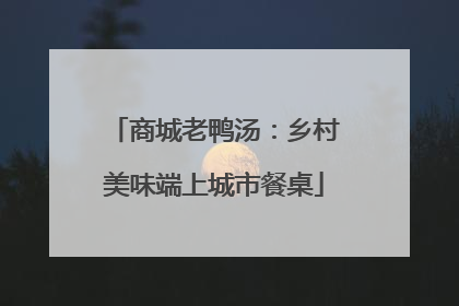 商城老鸭汤：乡村美味端上城市餐桌