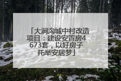大涧沟城中村改造项目：建设安置房4673套，以好房子托举安居梦