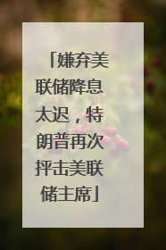 嫌弃美联储降息太迟，特朗普再次抨击美联储主席