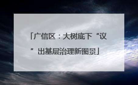 广信区：大树底下“议”出基层治理新图景
