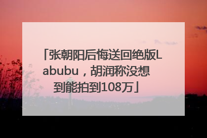 张朝阳后悔送回绝版Labubu，胡润称没想到能拍到108万