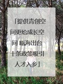 提供青创空间更给成长空间 瓯海出台十条政策吸引人才入乡