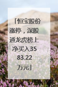 恒宝股份涨停，深股通龙虎榜上净买入3583.22万元