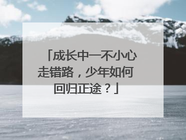 成长中一不小心走错路，少年如何回归正途？
