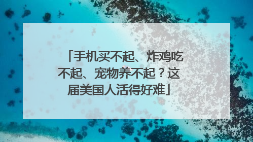 手机买不起、炸鸡吃不起、宠物养不起？这届美国人活得好难