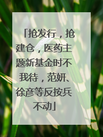 抢发行，抢建仓，医药主题新基金时不我待，范妍、徐彦等反按兵不动