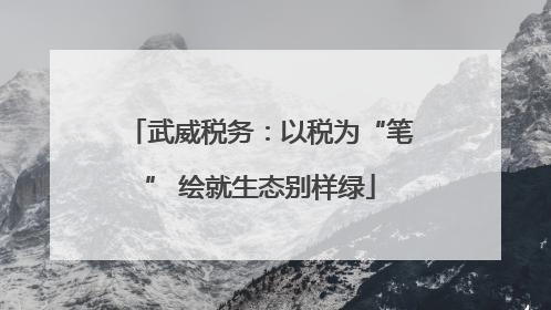 武威税务：以税为“笔” 绘就生态别样绿