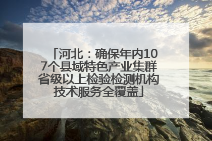河北：确保年内107个县域特色产业集群省级以上检验检测机构技术服务全覆盖