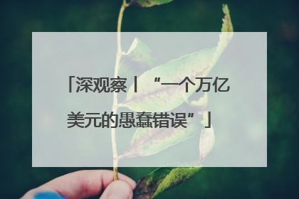 深观察丨“一个万亿美元的愚蠢错误”