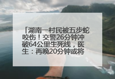 湖南一村民被五步蛇咬伤！交警26分钟冲破64公里生死线，医生：再晚20分钟或将呼吸肌麻痹