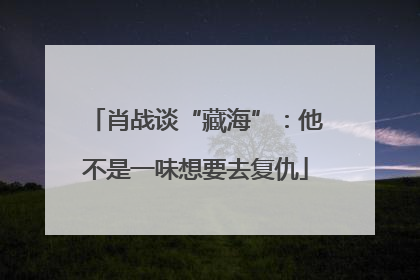 肖战谈“藏海”：他不是一味想要去复仇