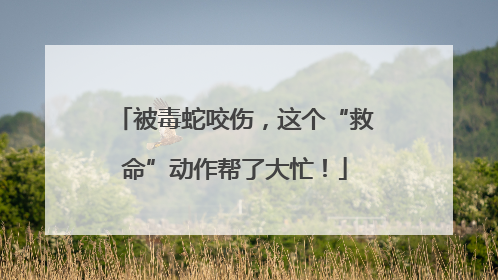 被毒蛇咬伤，这个“救命”动作帮了大忙！