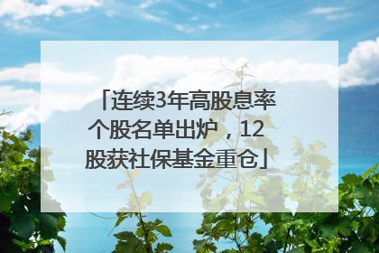 连续3年高股息率个股名单出炉，12股获社保基金重仓