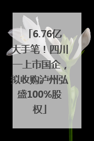 6.76亿大手笔！四川一上市国企，拟收购泸州弘盛100%股权