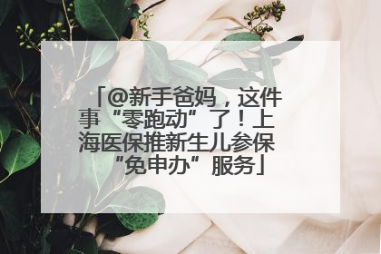 @新手爸妈，这件事“零跑动”了！上海医保推新生儿参保“免申办”服务
